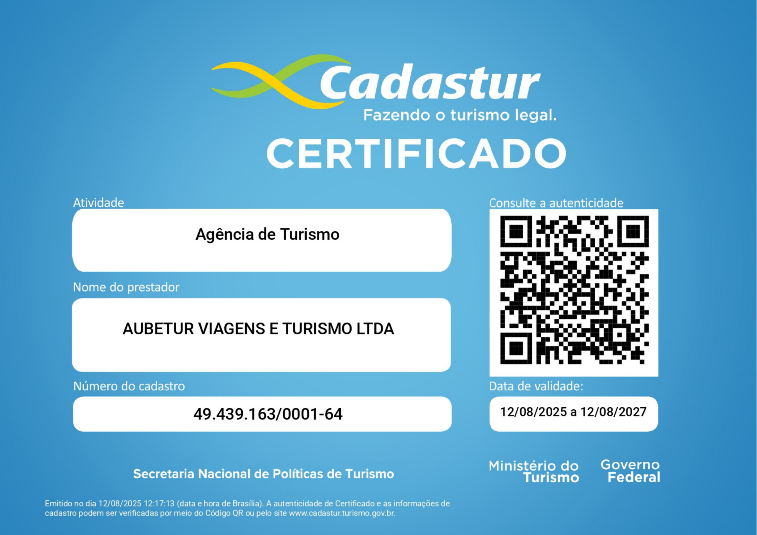 CERTIFICADO horizontal cadastur